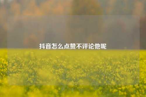 抖音怎么点赞不评论他呢