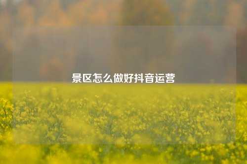 景区怎么做好抖音运营